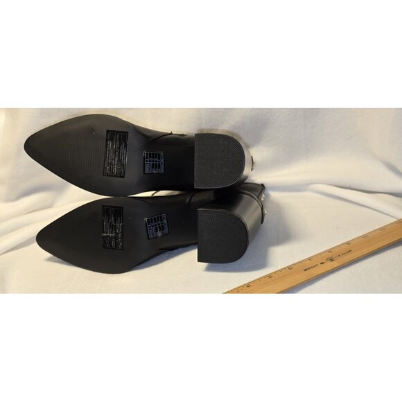 Forever 21 Black Leather Ankle Boots With Studs Size 8.0 Zip NEW Chunky Heel - Picture 12 of 12